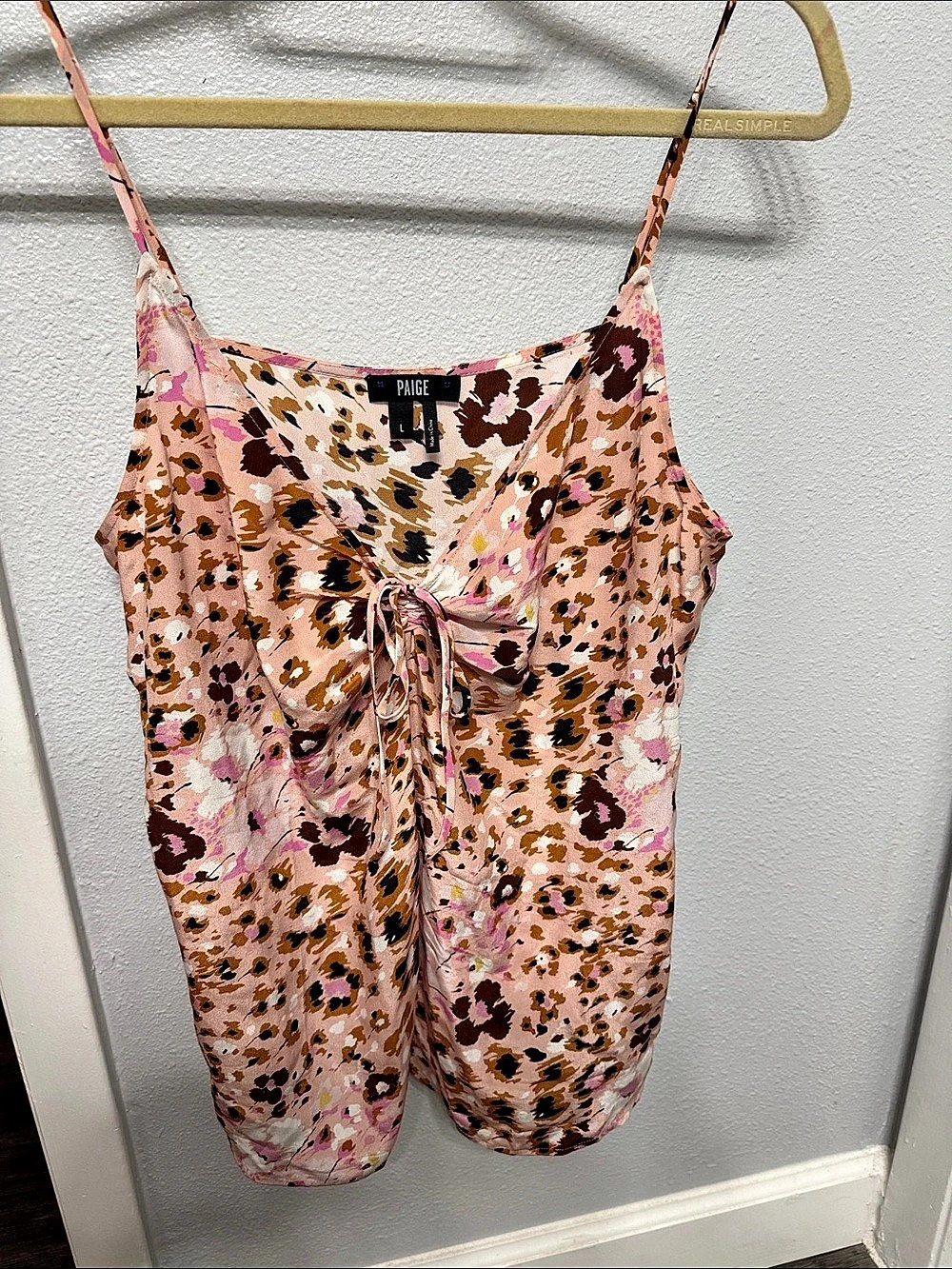 PAIGE Isela 100% SILK Animal Print Camisole Pink & Brown